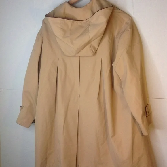 Vintage Etienne Khaki Aigner Coat Hooded Trench - Picture 3 of 3